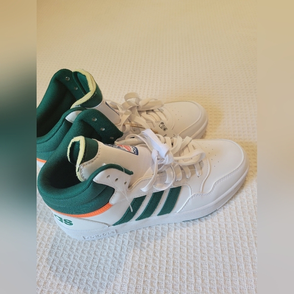 Adidas Men's White and Green High-Top Sneakers - Picture 7 of 11